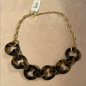 J. Crew Tortoiseshell and Gold Chain Necklace